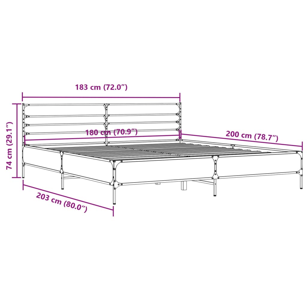 Bed Frame without Mattress Brown Oak 180x200 cm Super King