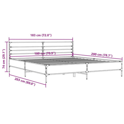 Bed Frame without Mattress Brown Oak 180x200 cm Super King