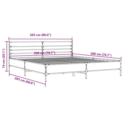 Bed Frame without Mattress Brown Oak 200x200 cm