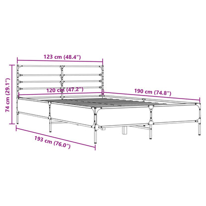 Bed Frame without Mattress Sonoma Oak 120x190 cm Small Double