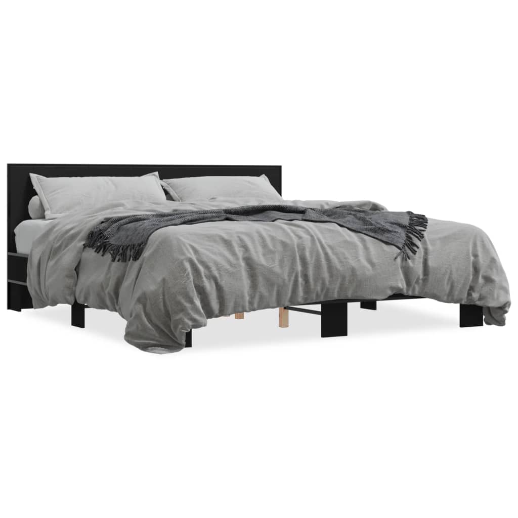 Bed Frame without Mattress Black 200x200 cm