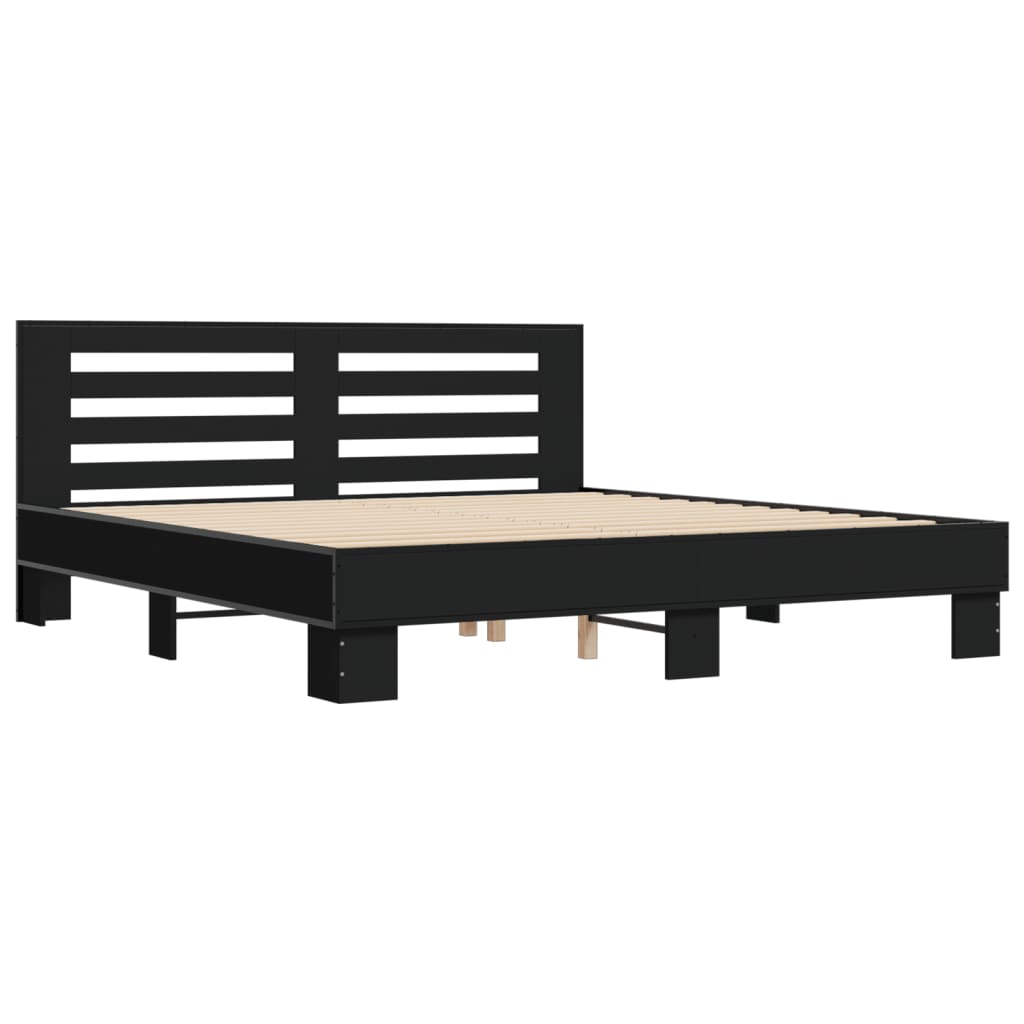 Bed Frame without Mattress Black 200x200 cm