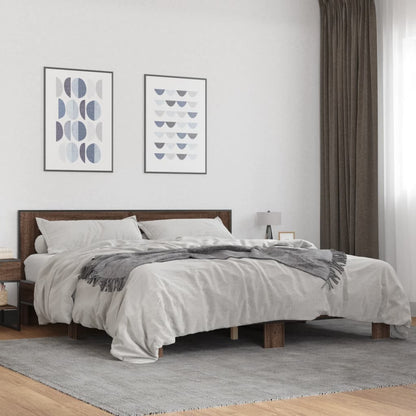 Bed Frame without Mattress Brown Oak 180x200 cm Super King