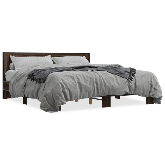 Bed Frame without Mattress Brown Oak 180x200 cm Super King