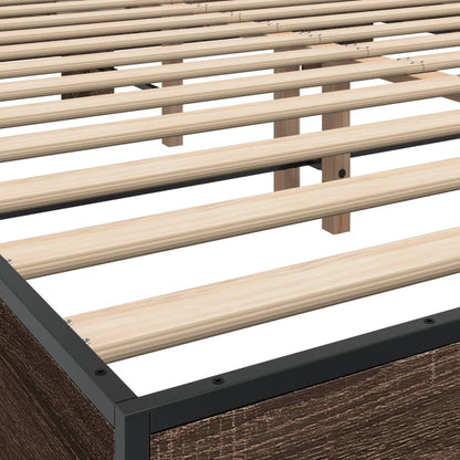 Bed Frame Brown Oak 160x200 cm Engineered Wood and Metal