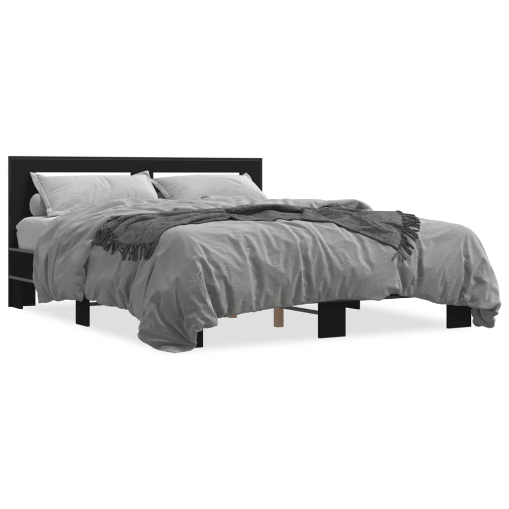 Bed Frame without Mattress Black 150x200 cm King Size