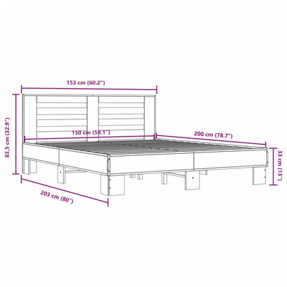 Bed Frame without Mattress Sonoma Oak 150x200 cm King Size