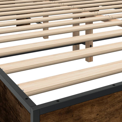 Bed Frame Smoked Oak 150x200 cm King Size Engineered Wood and Metal