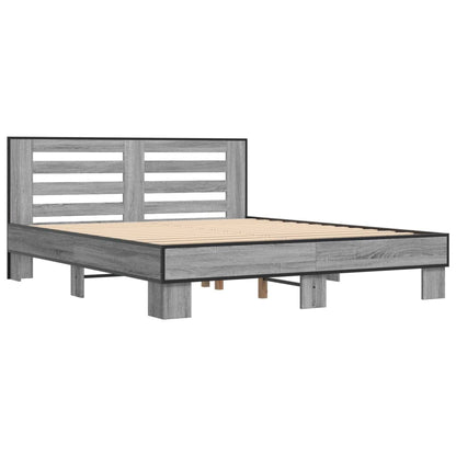 Bed Frame without Mattress Grey Sonoma 150x200 cm King Size