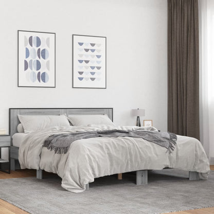 Bed Frame without Mattress Grey Sonoma 150x200 cm King Size