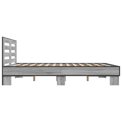 Bed Frame without Mattress Grey Sonoma 150x200 cm King Size