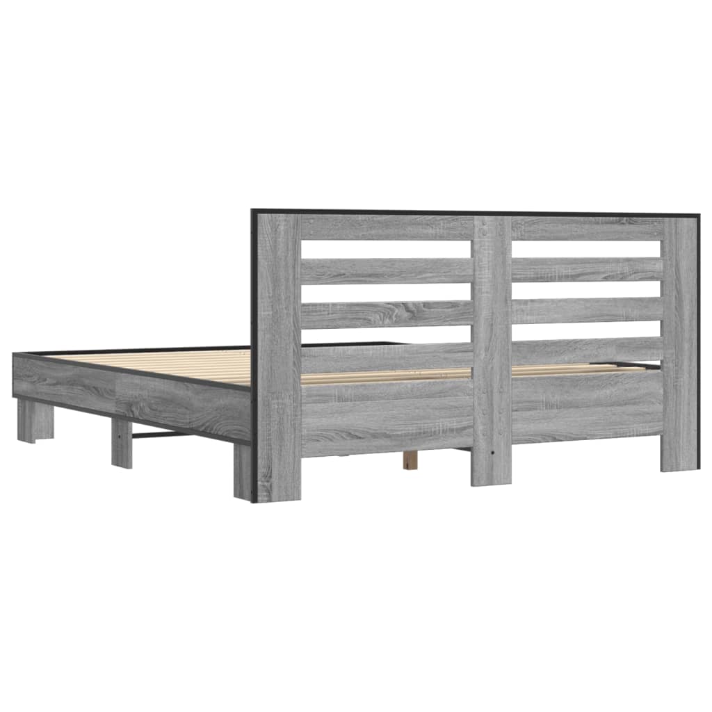 Bed Frame without Mattress Grey Sonoma 150x200 cm King Size