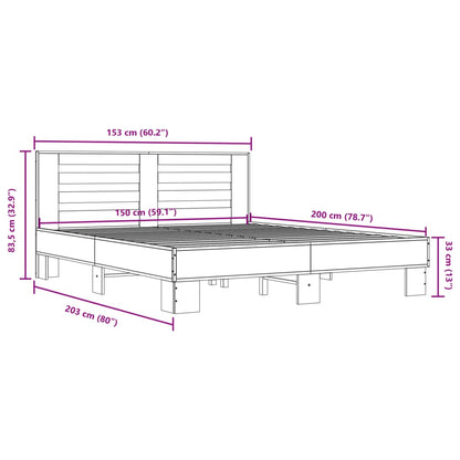 Bed Frame without Mattress Grey Sonoma 150x200 cm King Size