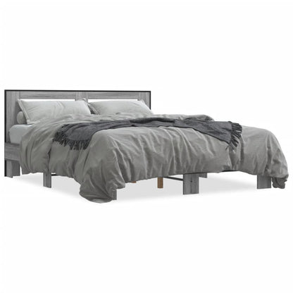 Bed Frame without Mattress Grey Sonoma 150x200 cm King Size