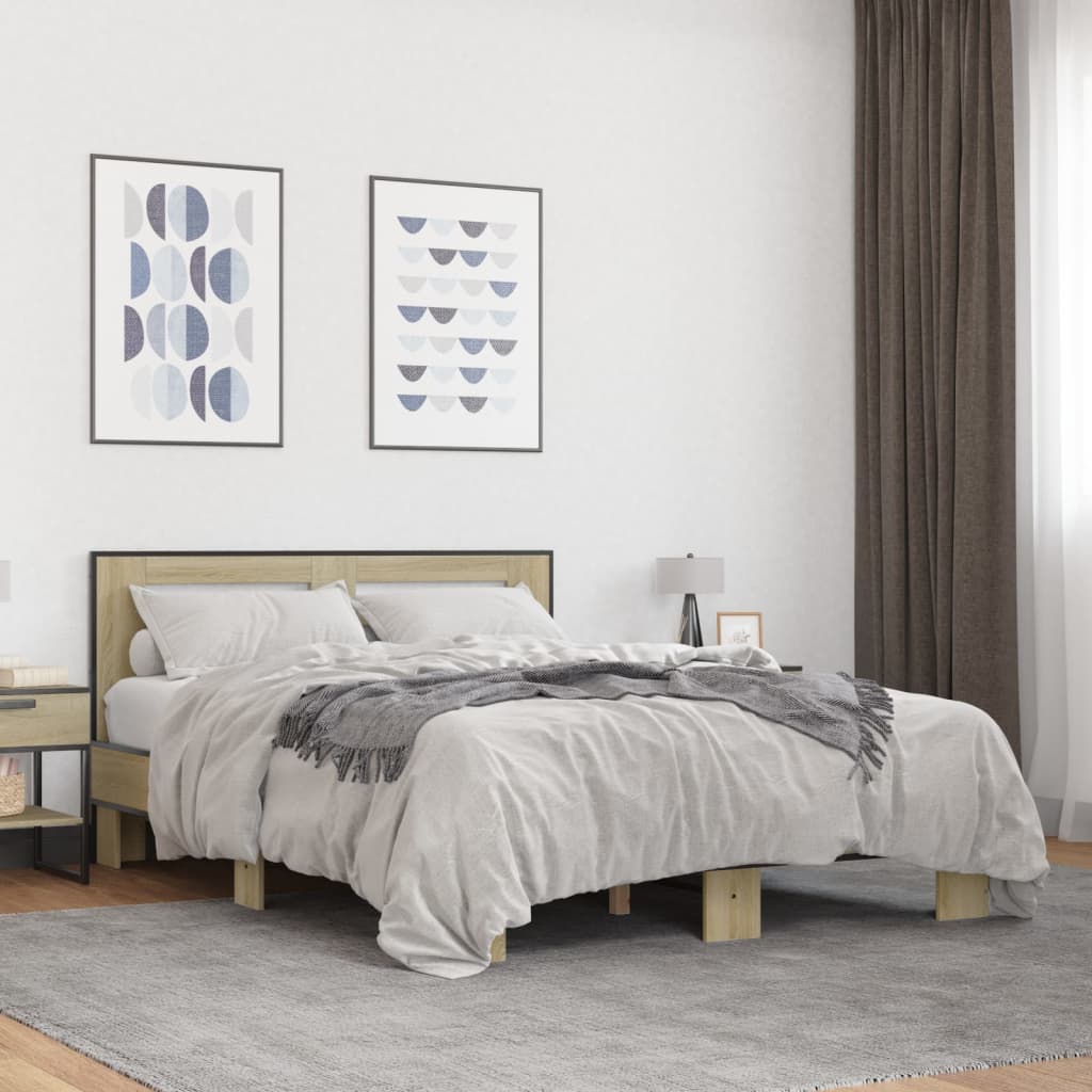 Bed Frame without Mattress Sonoma Oak 140x200 cm