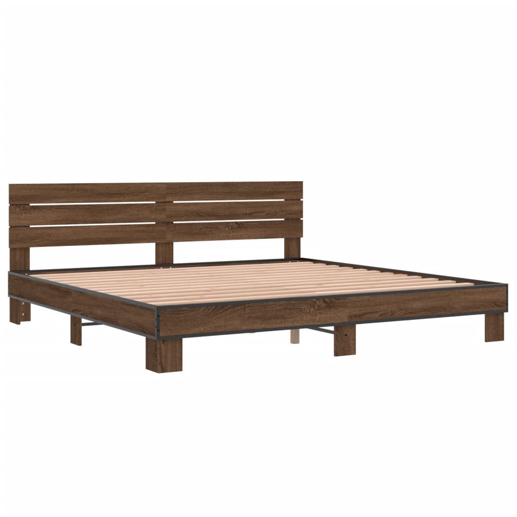 Bed Frame without Mattress Brown Oak 200x200 cm