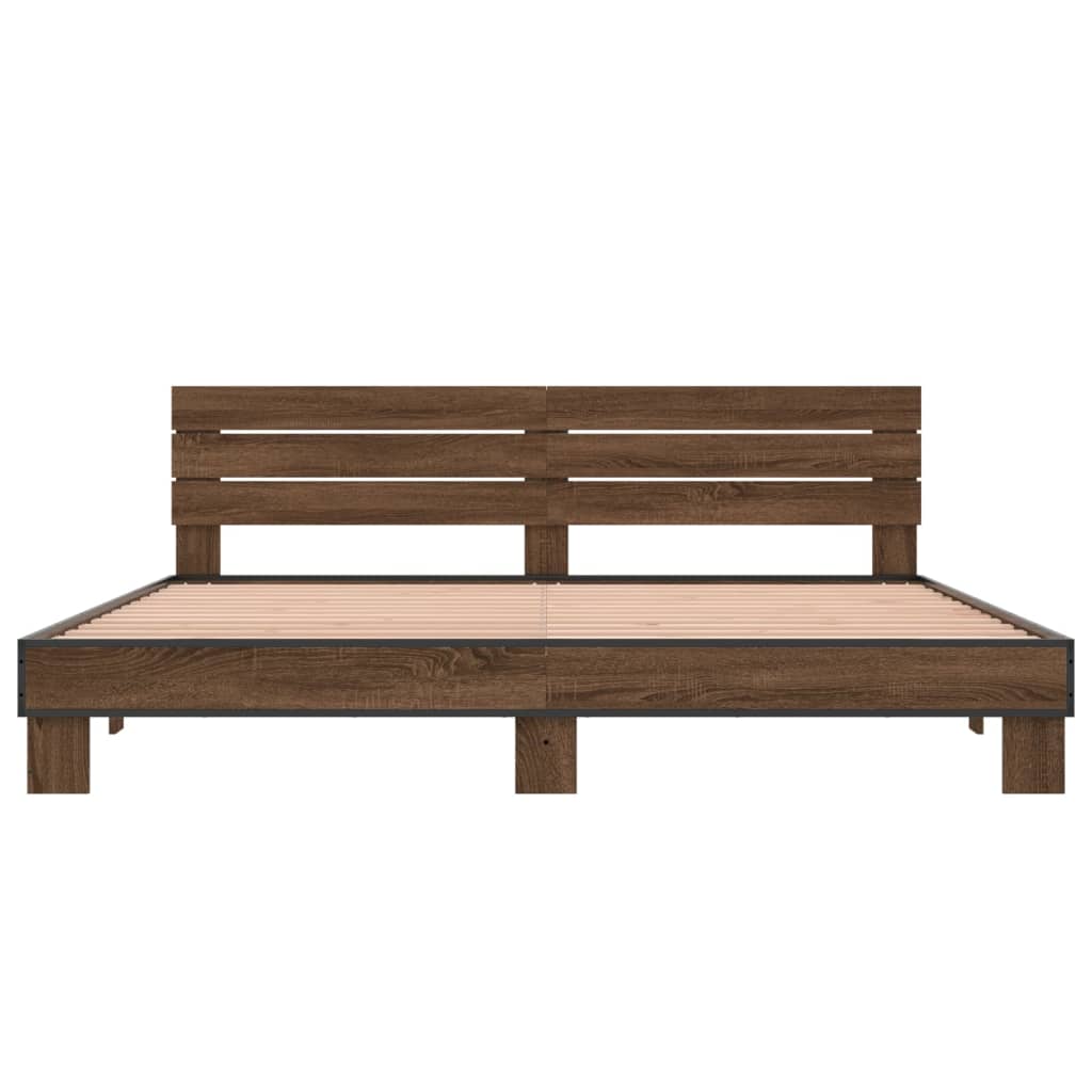 Bed Frame without Mattress Brown Oak 200x200 cm