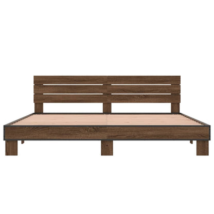 Bed Frame without Mattress Brown Oak 200x200 cm