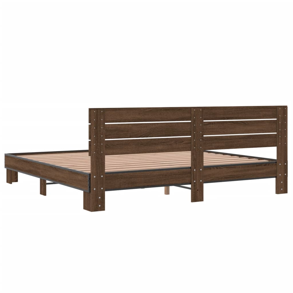 Bed Frame without Mattress Brown Oak 200x200 cm