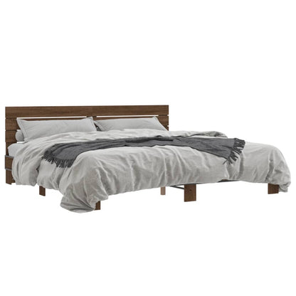 Bed Frame without Mattress Brown Oak 200x200 cm