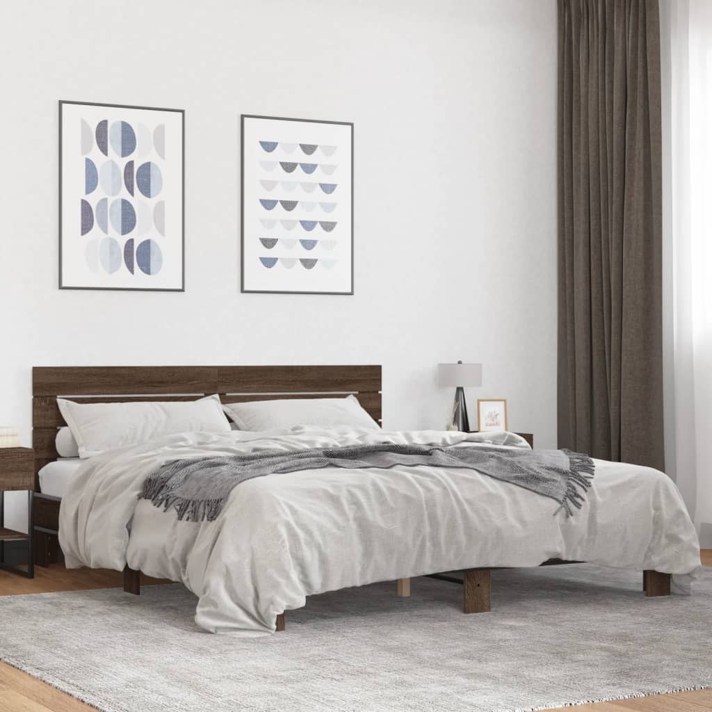 Bed Frame without Mattress Brown Oak 180x200 cm Super King