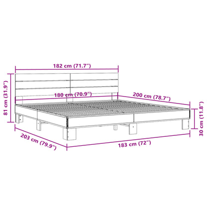 Bed Frame without Mattress Brown Oak 180x200 cm Super King