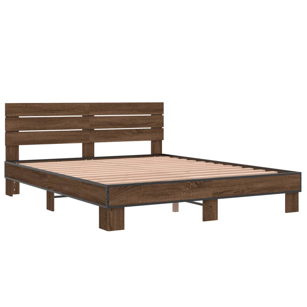 Bed Frame without Mattress Brown Oak 160x200 cm