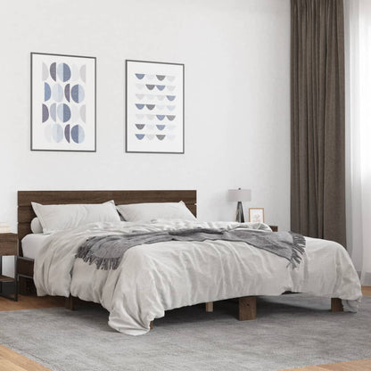 Bed Frame without Mattress Brown Oak 160x200 cm