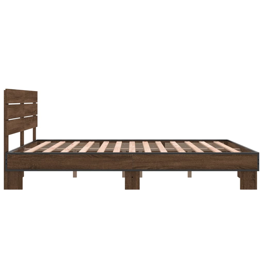 Bed Frame without Mattress Brown Oak 160x200 cm