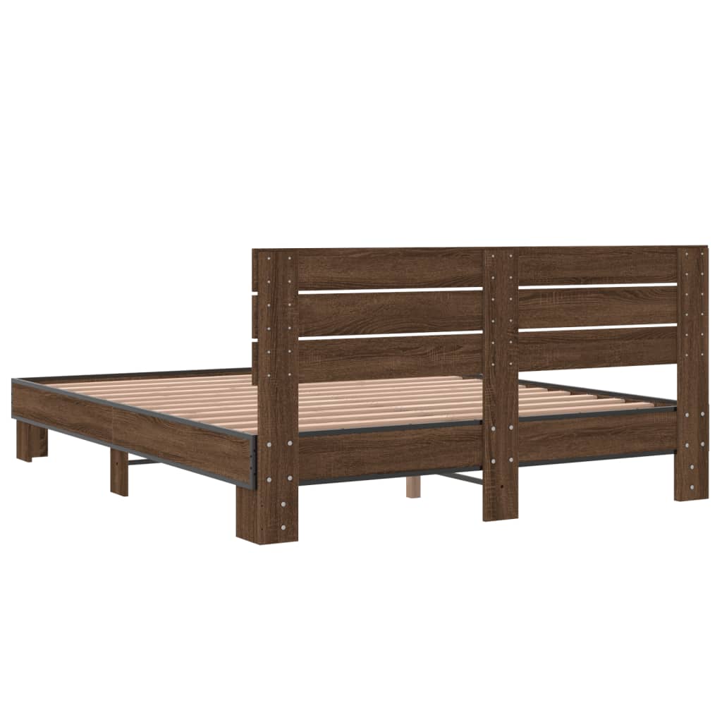 Bed Frame without Mattress Brown Oak 160x200 cm