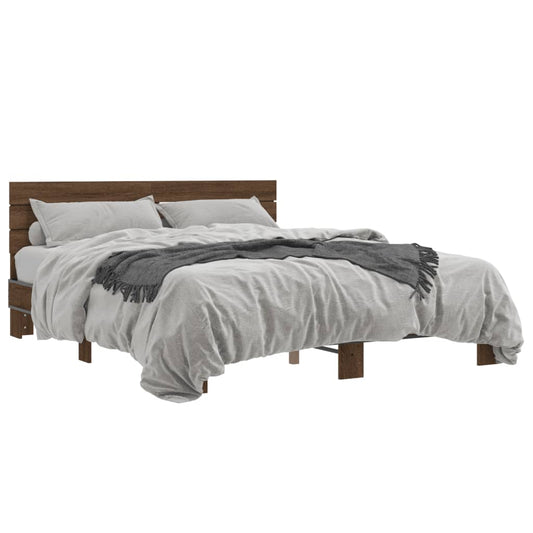 Bed Frame without Mattress Brown Oak 160x200 cm