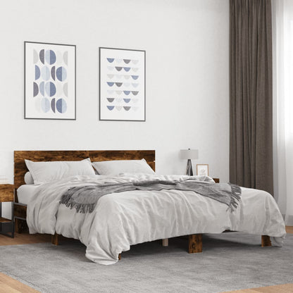 Bed Frame without Mattress Smoked Oak 150x200 cm King Size