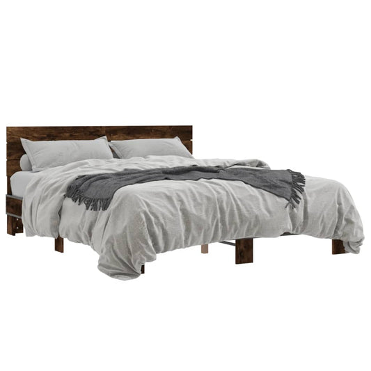 Bed Frame without Mattress Smoked Oak 150x200 cm King Size