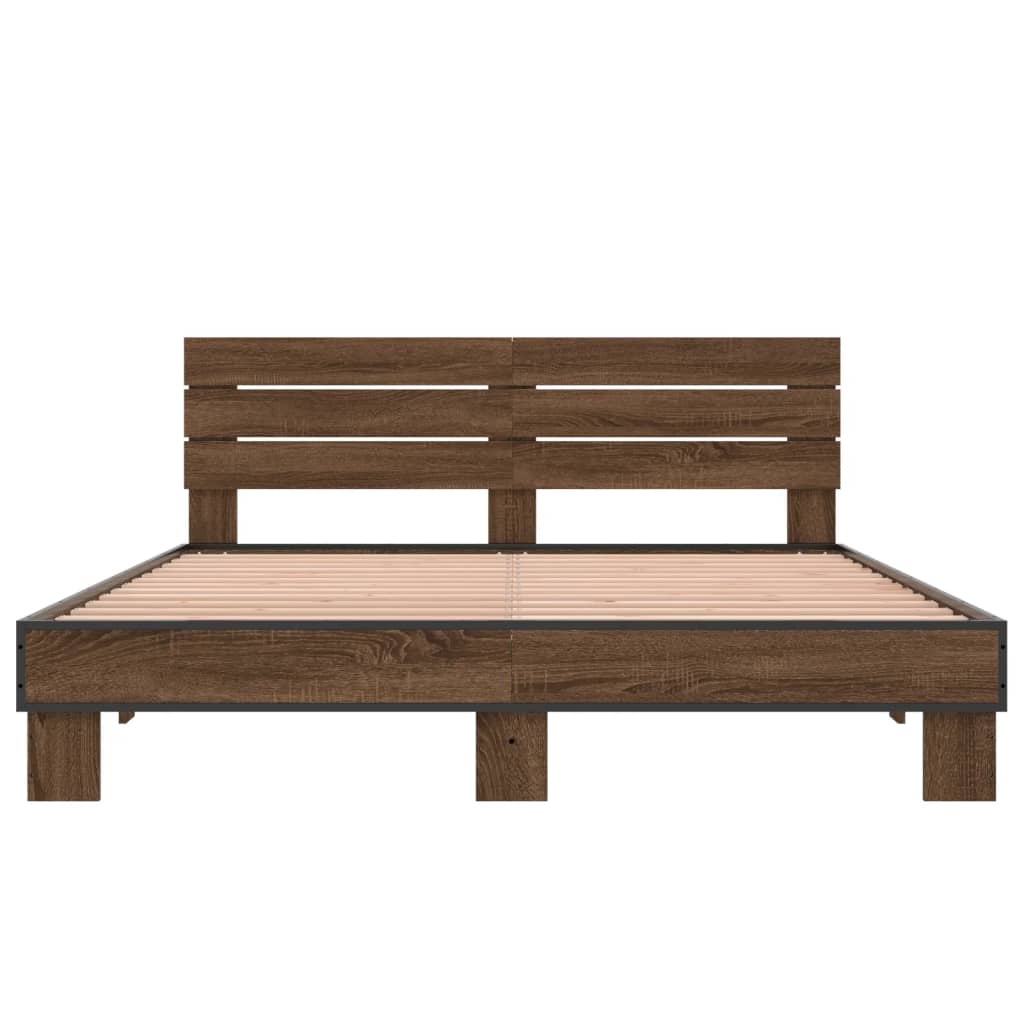 Bed Frame without Mattress Brown Oak 150x200 cm King Size