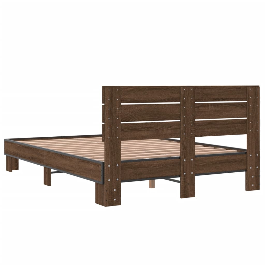 Bed Frame without Mattress Brown Oak 140x200 cm