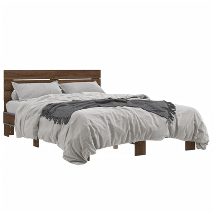 Bed Frame without Mattress Brown Oak 140x200 cm