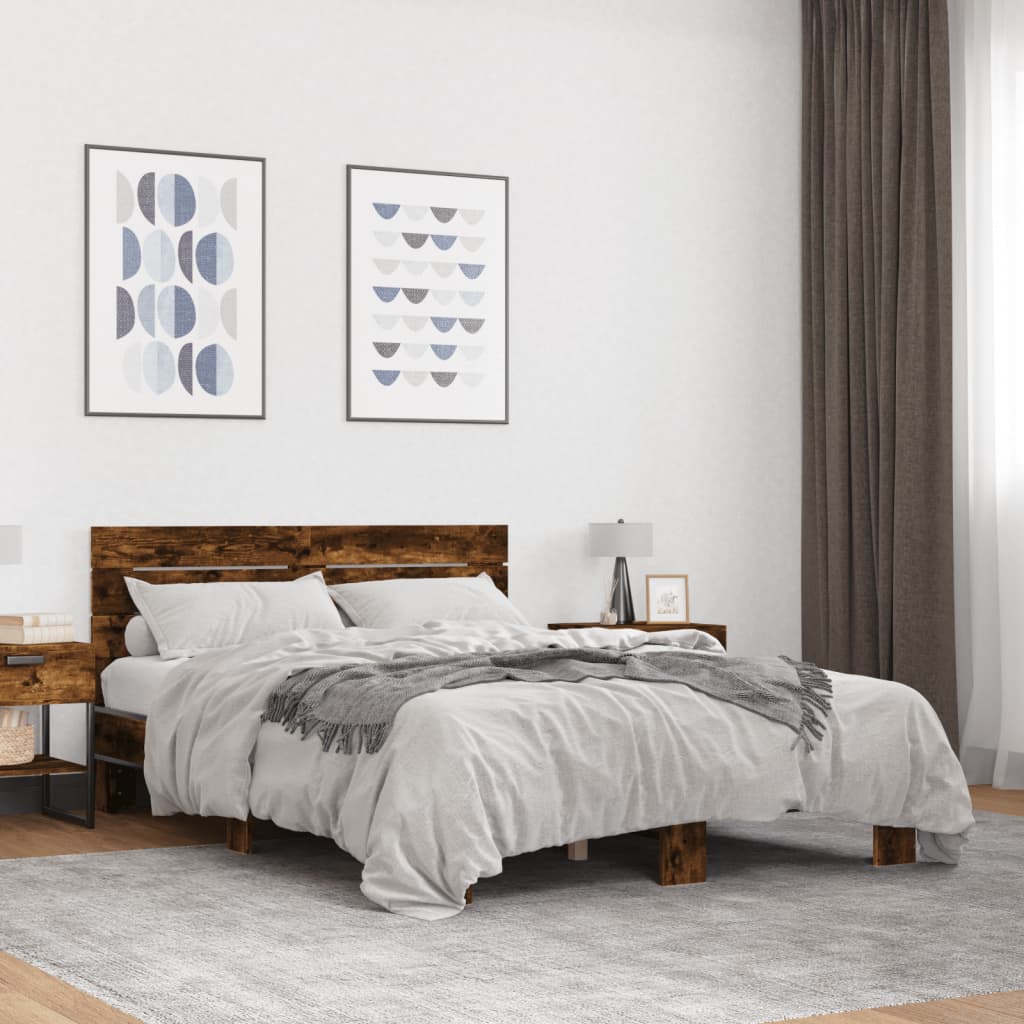 Bed Frame without Mattress Smoked Oak 120x200 cm