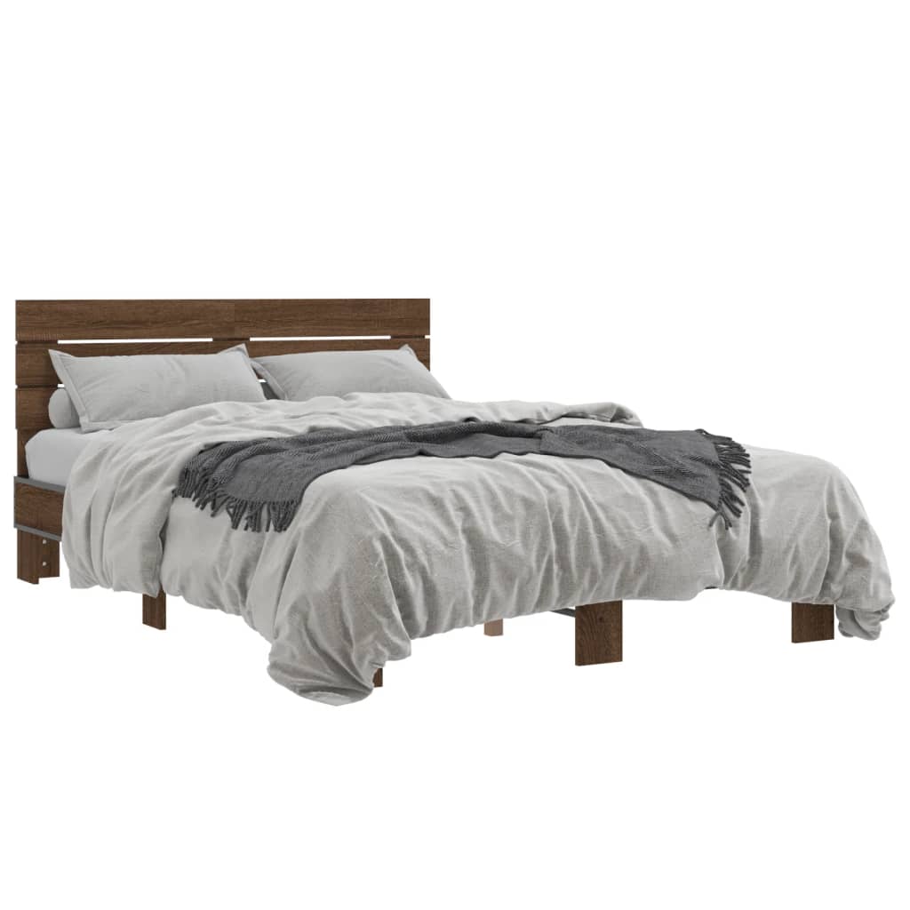 Bed Frame without Mattress Brown Oak 120x190 cm Small Double