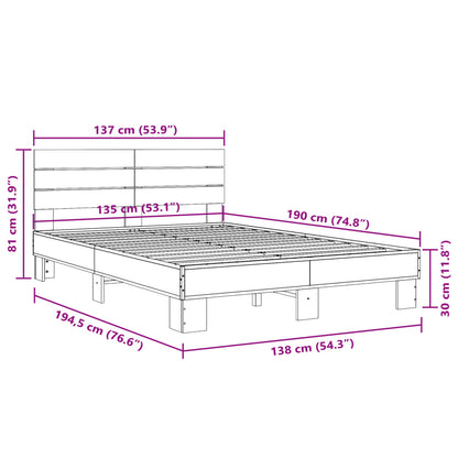 Bed Frame without Mattress Sonoma Oak 135x190 cm Double