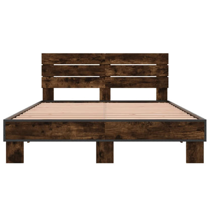 Bed Frame without Mattress Smoked Oak 140x190 cm