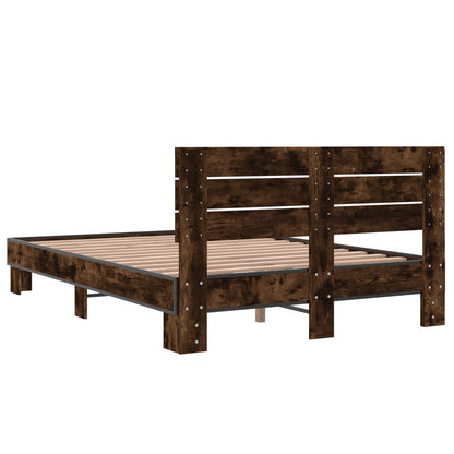 Bed Frame without Mattress Smoked Oak 140x190 cm