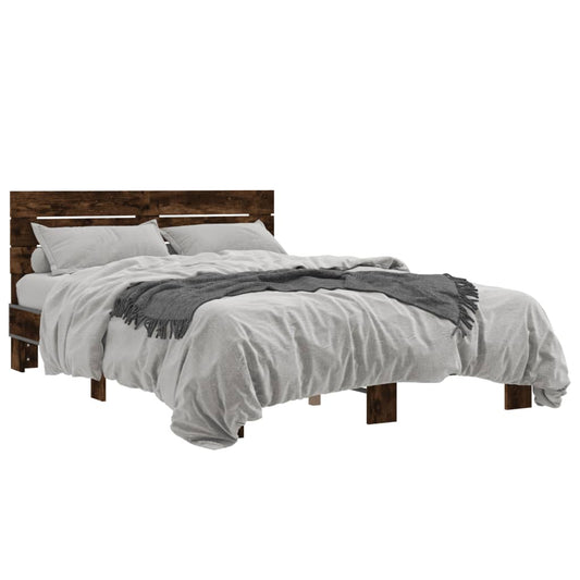 Bed Frame without Mattress Smoked Oak 140x190 cm