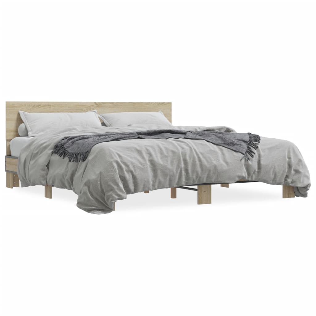 Bed Frame without Mattress Sonoma Oak 200x200 cm