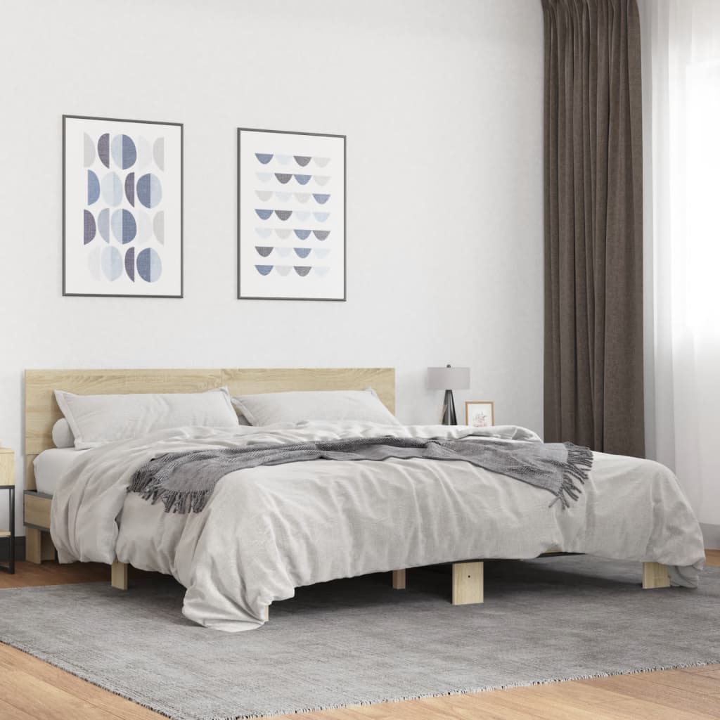 Bed Frame without Mattress Sonoma Oak 200x200 cm