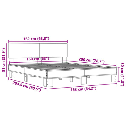 Bed Frame without Mattress Sonoma Oak 160x200 cm