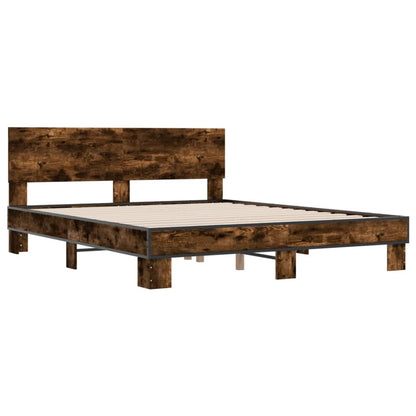 Bed Frame without Mattress Smoked Oak 160x200 cm