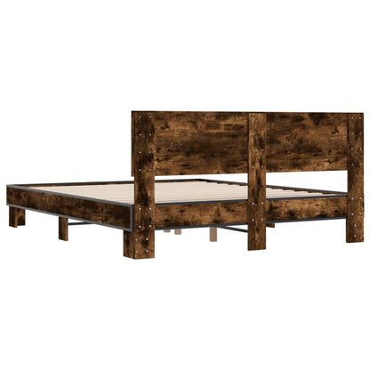 Bed Frame without Mattress Smoked Oak 160x200 cm