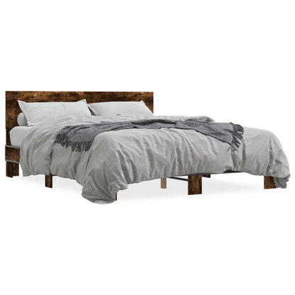 Bed Frame without Mattress Smoked Oak 160x200 cm