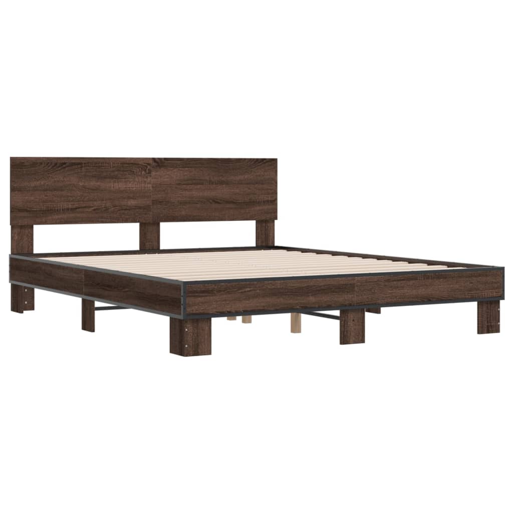 Bed Frame without Mattress Brown Oak 160x200 cm