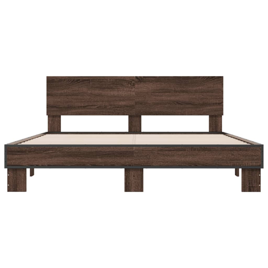 Bed Frame without Mattress Brown Oak 160x200 cm